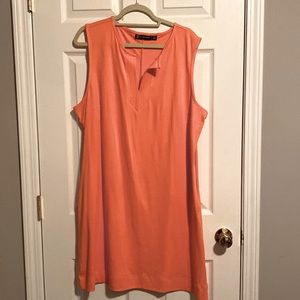 Plus size Coral cotton dress with pockets